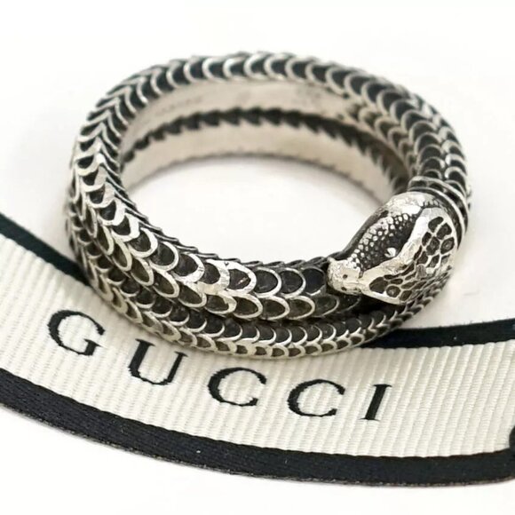 GUCCI Snake Band Ring size US8.5 EU22 Silver 925 Auth w/Bag s1143 - Picture 11 of 16